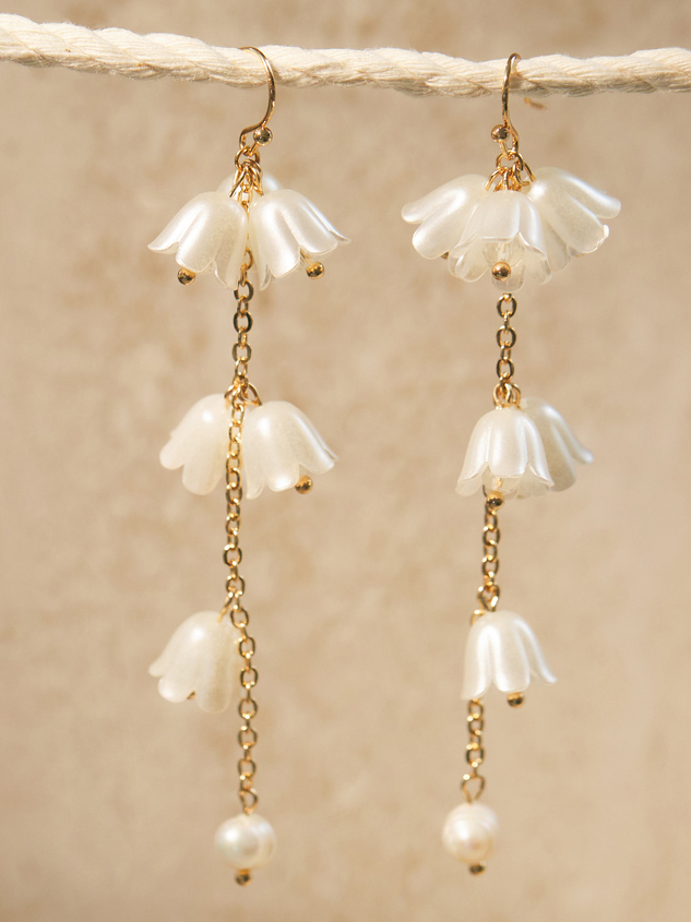 Floral Pearl Cascading Dangle Earrings - ARULA