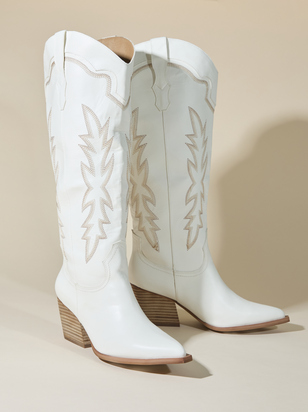 Indigo Contrast Stitch Western Boot - ARULA