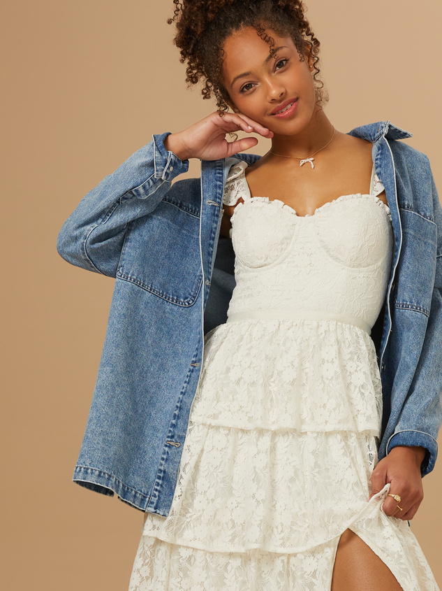 Umber Embroidered Lace Dress Detail 5 - ARULA