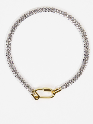 Chunky Curb Chain Carabiner Statement Necklace - ARULA