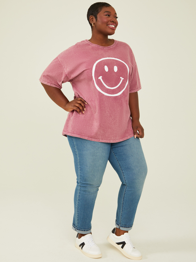 Smiley Face Oversized Tee Detail 3 - ARULA