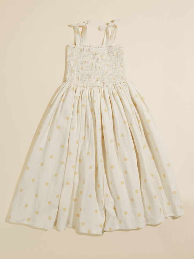 Katelyn Polka Dot Smocked Dress by Rylee + Cru Detail 2 - ARULA