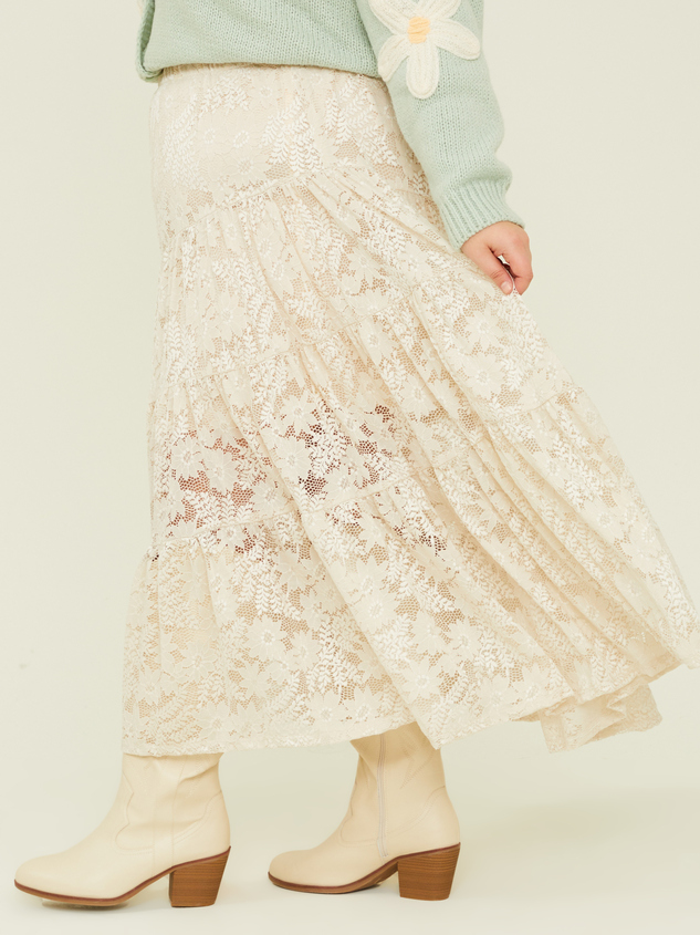 Harper Lace Tiered Maxi Skirt Detail 3 - ARULA