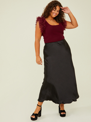 Isabella Satin Midi Skirt - ARULA