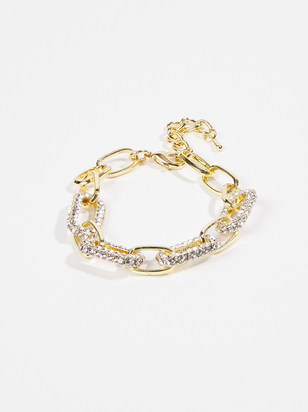 Rhinestone Paperclip Chain Bracelet - ARULA