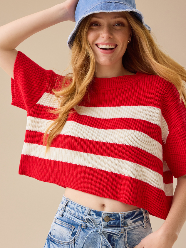 Ricki Striped Boxy Sweater Detail 2 - ARULA