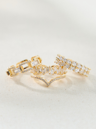 Crystal Glitz Ring Set - ARULA - 
