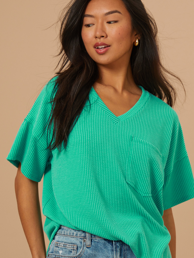 Alessia Ribbed Tunic Top Detail 2 - ARULA