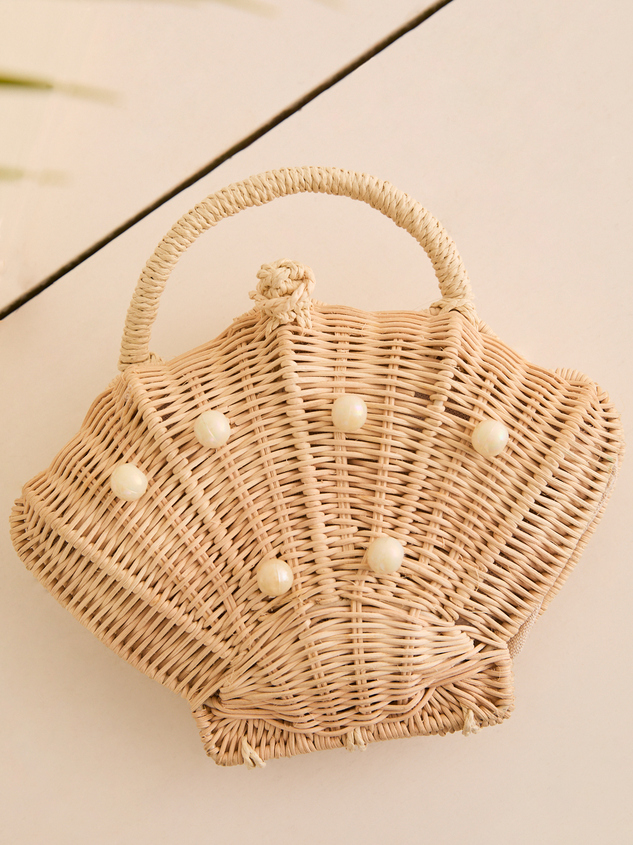 Straw Seashell Handbag Purse Detail 2 - ARULA