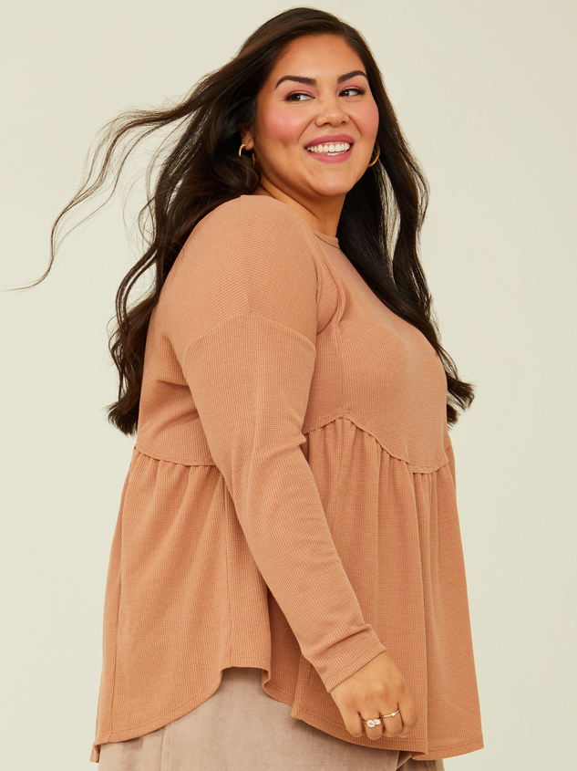 Huxley Waffle Long Sleeve Top Detail 3 - ARULA