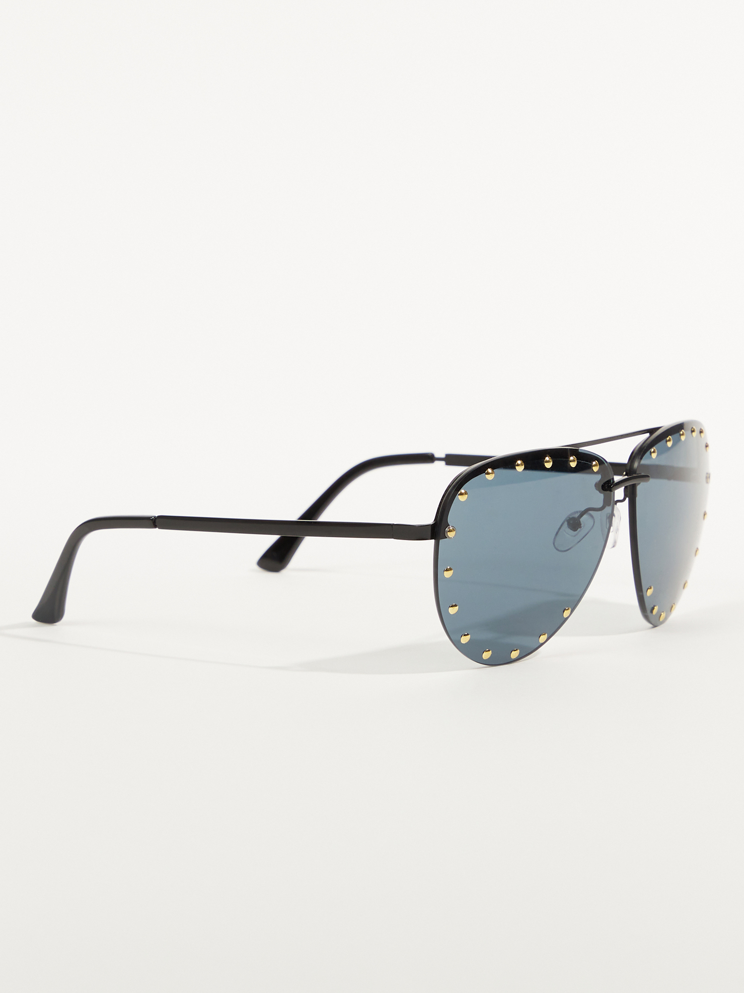 Black studded aviator sunglasses on sale