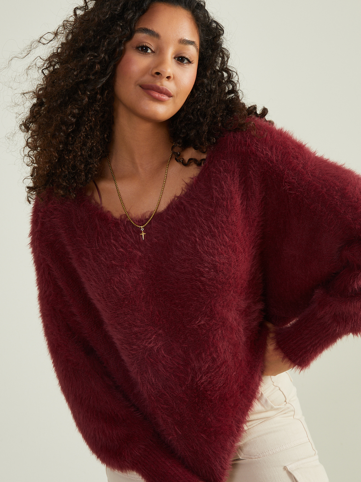 Red sales eyelash sweater