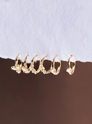 18K Crystal Mini Hoop Pack - ARULA - 