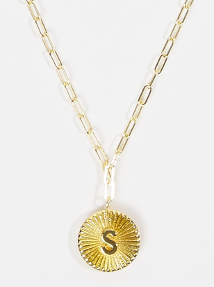18K Gold Paperclip Burst Monogram Pendant Necklace - S - ARULA