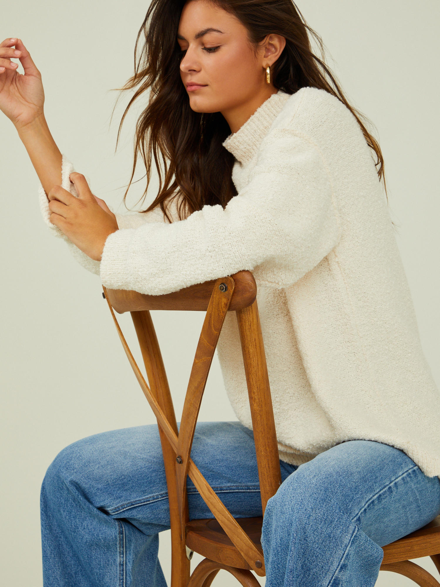 Cream cheap tunic sweater