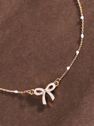 Enamel Bow Charm Anklet - ARULA