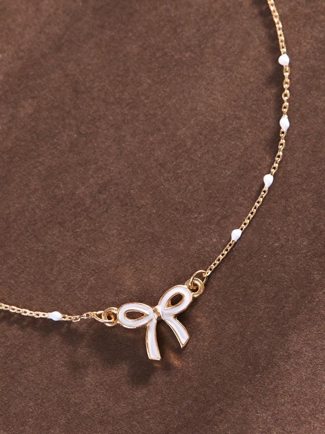 Enamel Bow Charm Anklet Detail 2 - ARULA