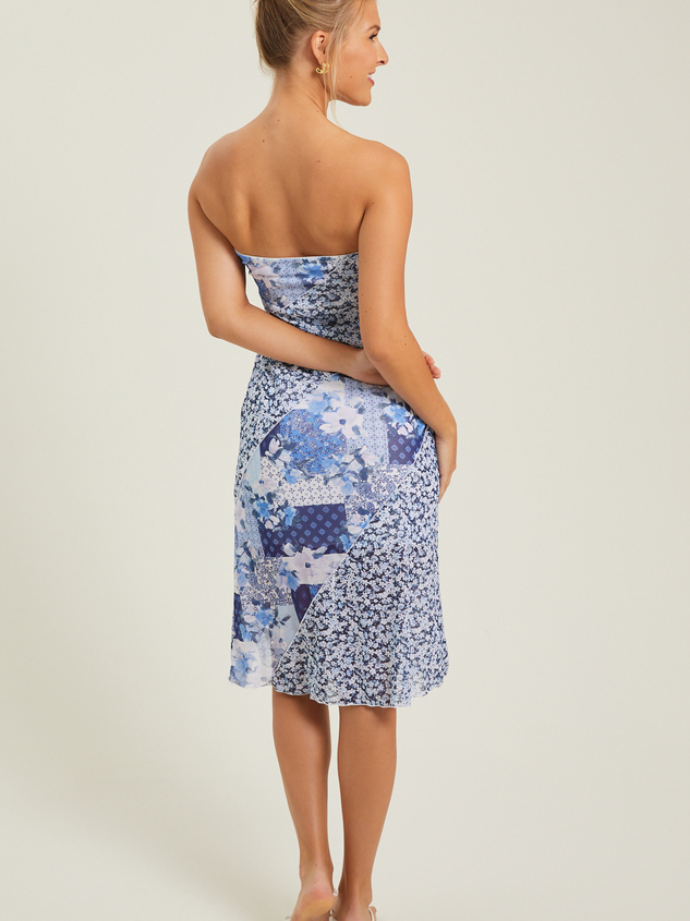 Jasmine Midi Patchwork Strapless Dress Detail 4 - ARULA