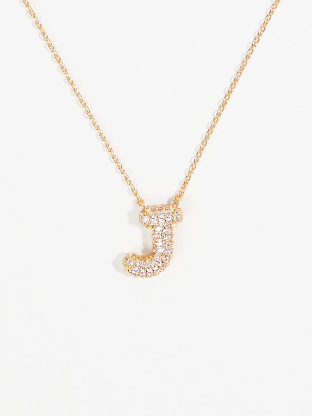 Crystal Bubble Monogram Necklace - J - ARULA