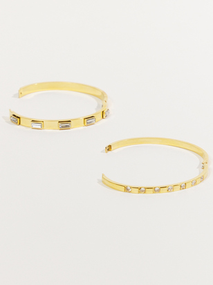 Stainless Steel Jeweled Bangle Bracelet Pack - ARULA