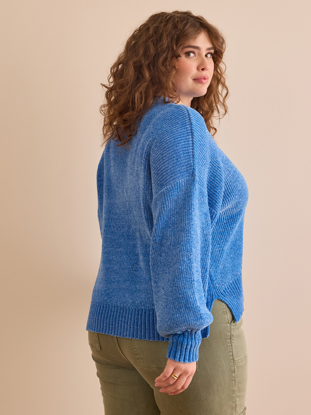 Gabrielle Chenille Sweater in Blue Arula