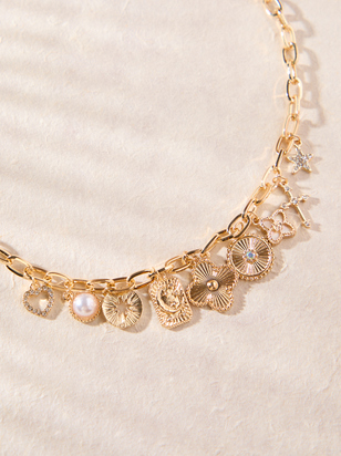Statement Gold Charm Necklace - ARULA - 