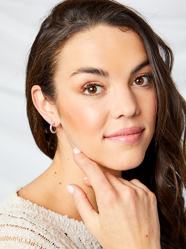 Rhinestone Mini Hoop Earring Set Detail 3 - ARULA