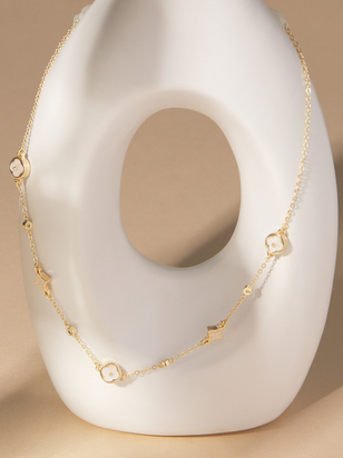 Mother of Pearl Diamond Clover Choker - ARULA - 