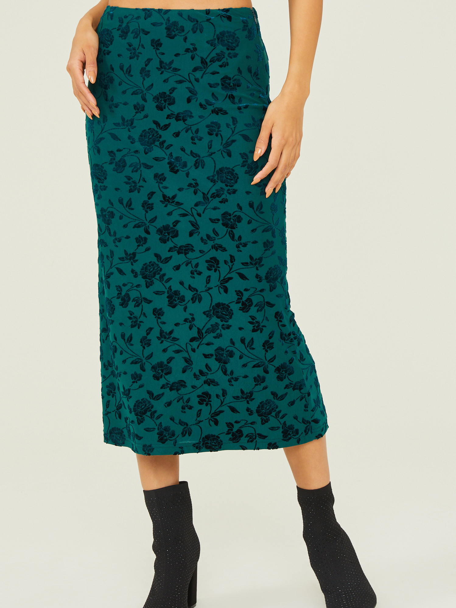Velvet sale floral skirt