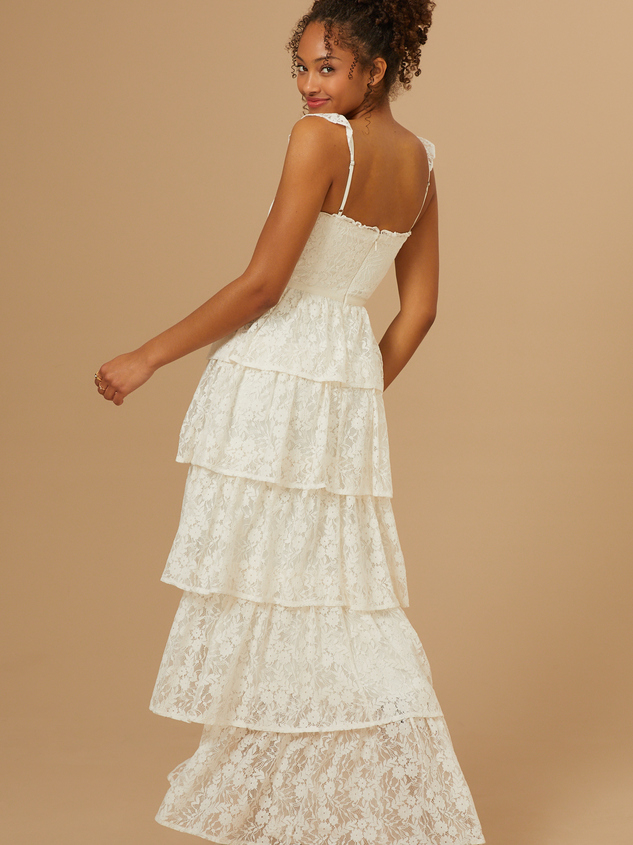 Umber Embroidered Lace Dress Detail 7 - ARULA