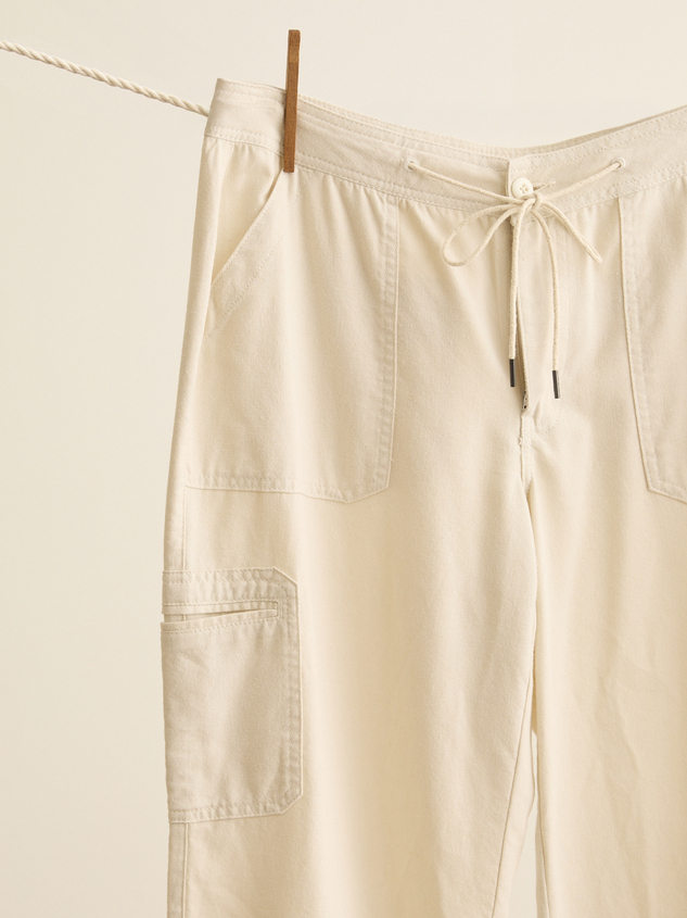 Greer Linen Cargo Pants Detail 3 - ARULA