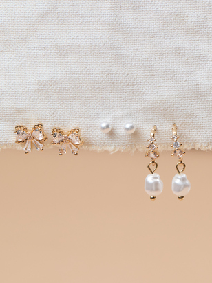 Dazzling Bow Earring Set - ARULA - 