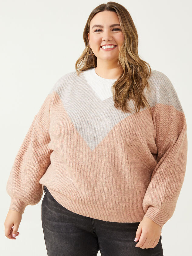 Chevron Colorblock Sweater - ARULA
