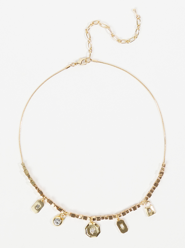 Rhinestone Charm Necklace Detail 1 - ARULA