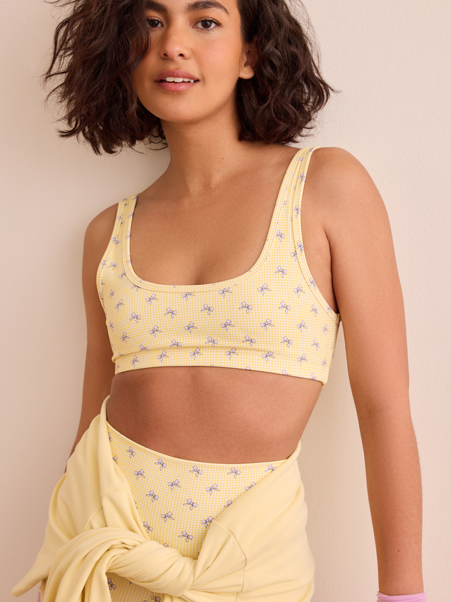 Power Bow Gingham Sports Bra Detail 5 - ARULA