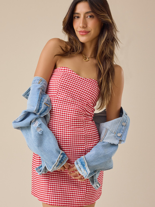 Ruby Gingham Mini Dress - ARULA - 