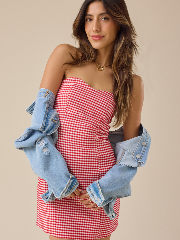 Ruby Gingham Mini Dress - ARULA
