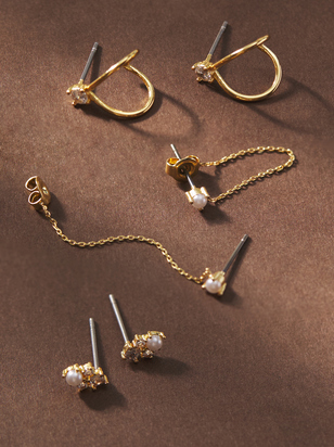 18k Gold Glitzy Loop Earring Pack - ARULA - 