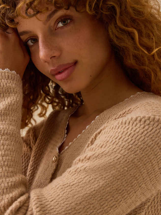 Hillary Scallop Trim Cardigan Detail 6 - ARULA
