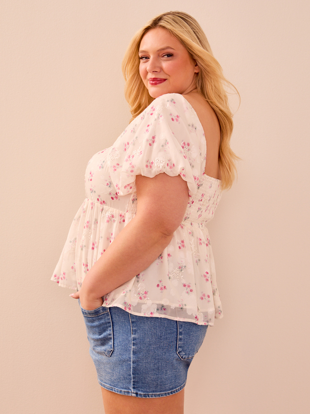 Samara Puff Sleeve Floral Babydoll Detail 3 - ARULA