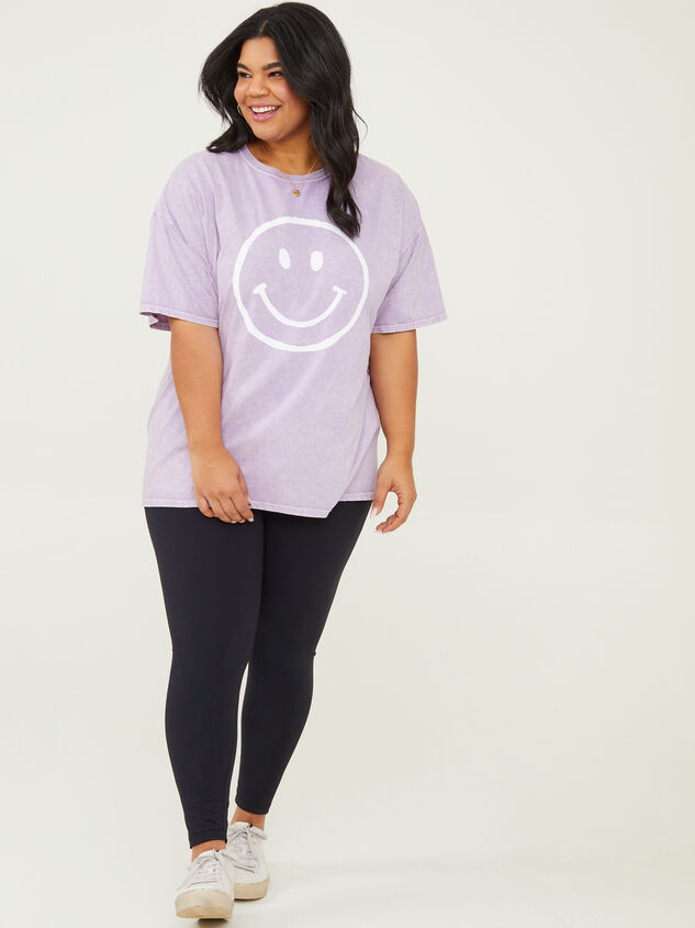 Smiley Face Oversized Tee Detail 2 - ARULA