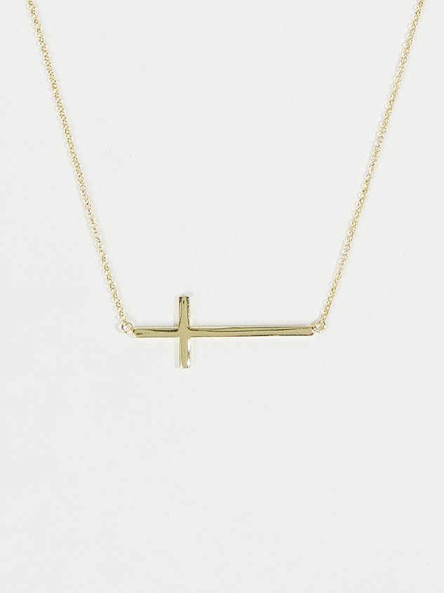 18K Gold Plated Sideways Cross Necklace - ARULA