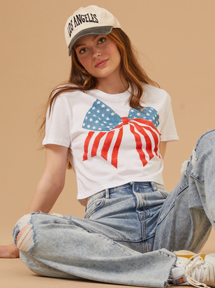 USA Bow Cropped Tee - ARULA - 