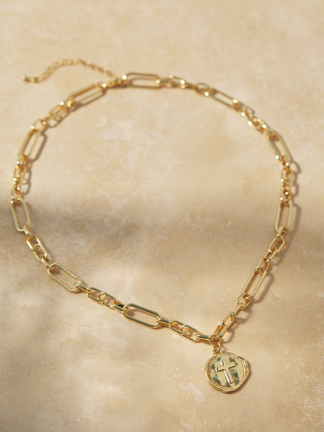 18K Gold Cross Coin Necklace - ARULA