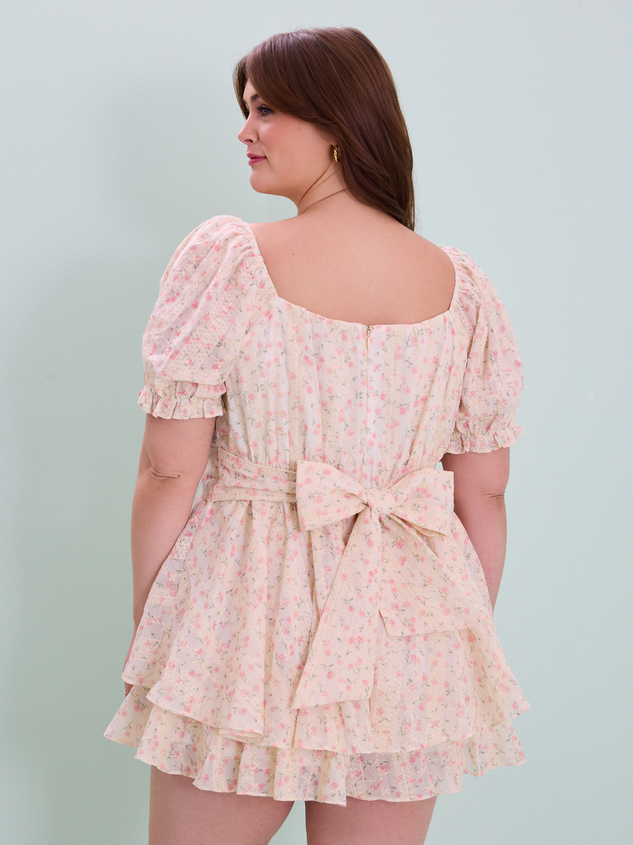 Emmaline Floral Crossover Romper Detail 2 - ARULA
