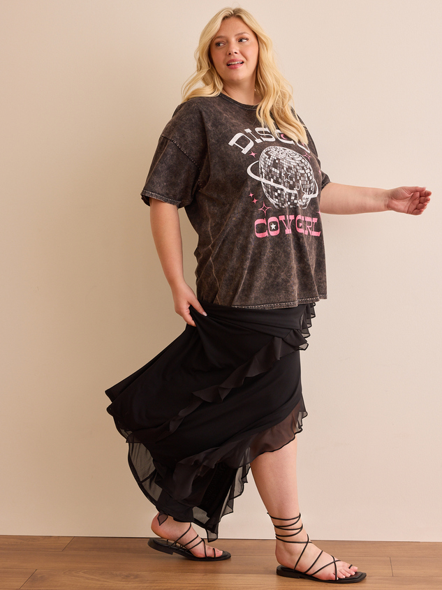 Disco Cowgirl Oversized Tee Detail 3 - ARULA