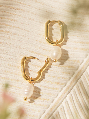 Rectangle Pearl Hoop - ARULA - 