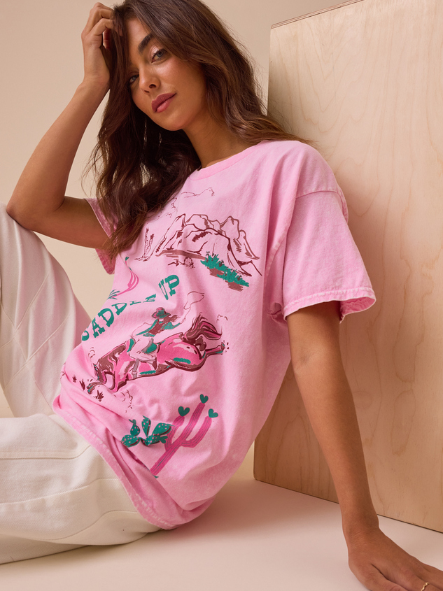 Saddle Up Oversized Graphic Tee Detail 2 - ARULA