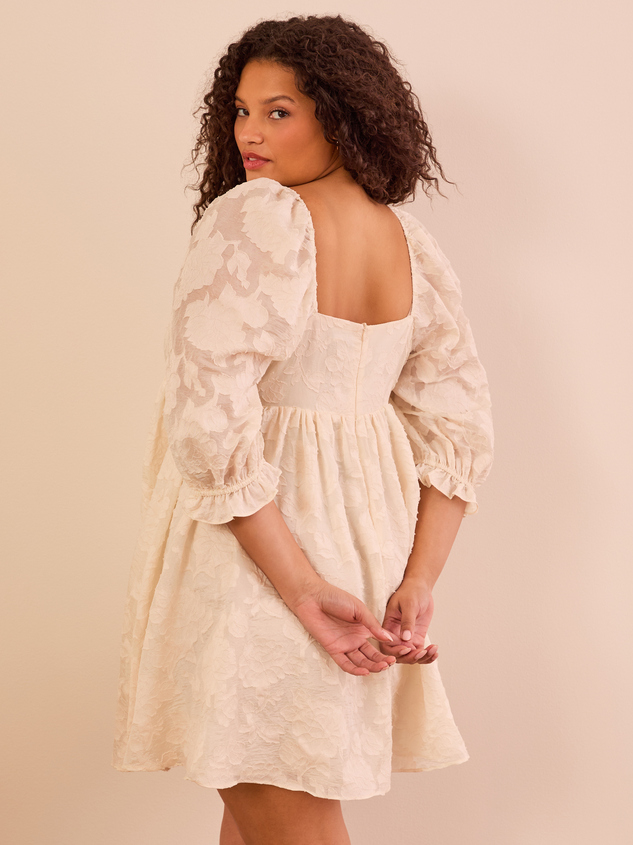 Rae Jacquard Babydoll Dress Detail 4 - ARULA