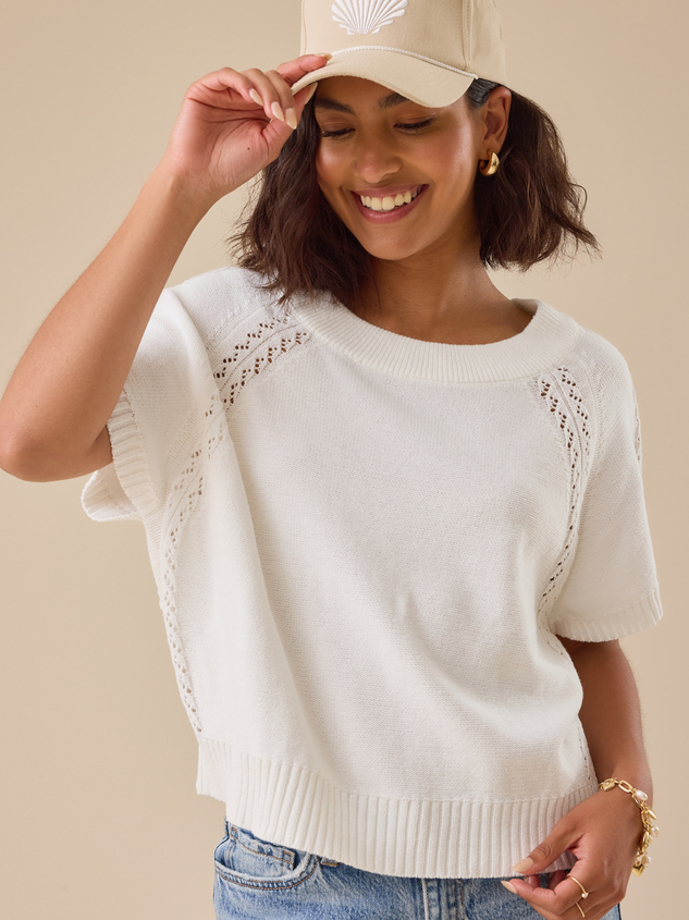 Maci Crochet Boxy Pullover Detail 2 - ARULA